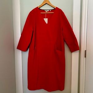 Boden Bronte Ottoman Three-Quarter Sleeve Dress in pink.